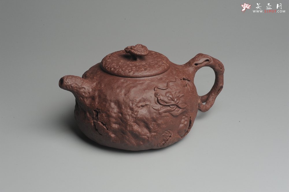 紫砂壶图片：美壶特惠 全手工薄胎游龙灵芝供春 龚春 做工精致 单色更显功力 - 美壶网