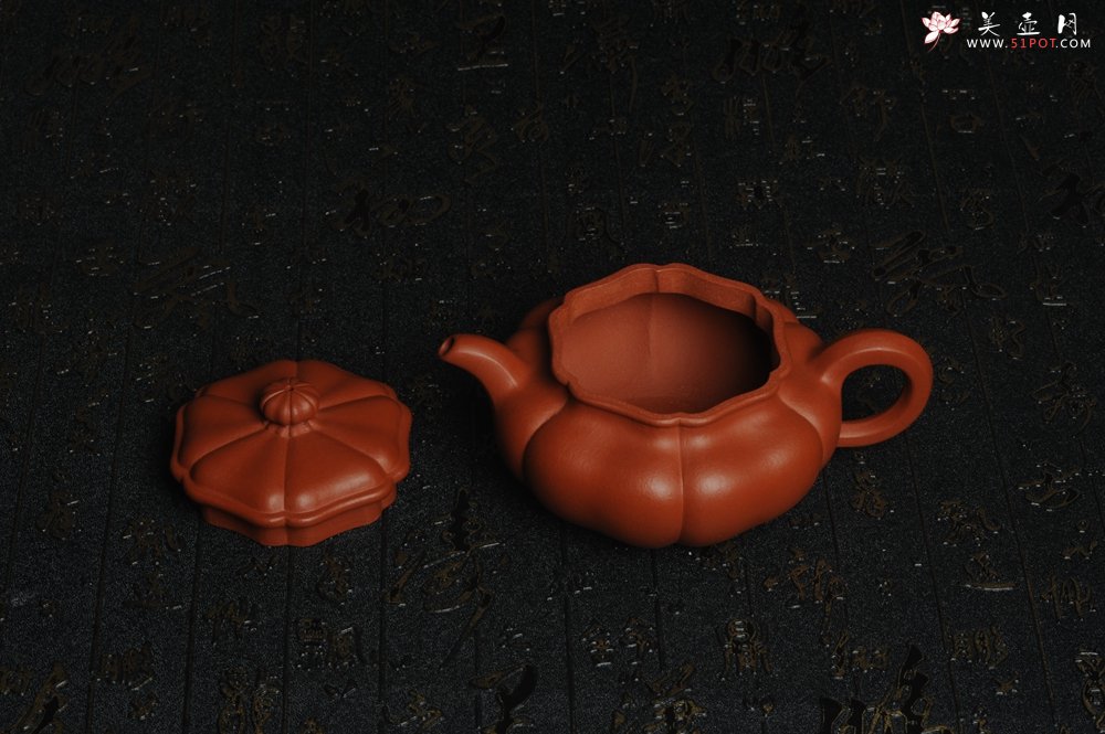 紫砂壶图片：精致朱泥葵仿古 难度太大 收缩大 实属不易 大口实用 - 美壶网
