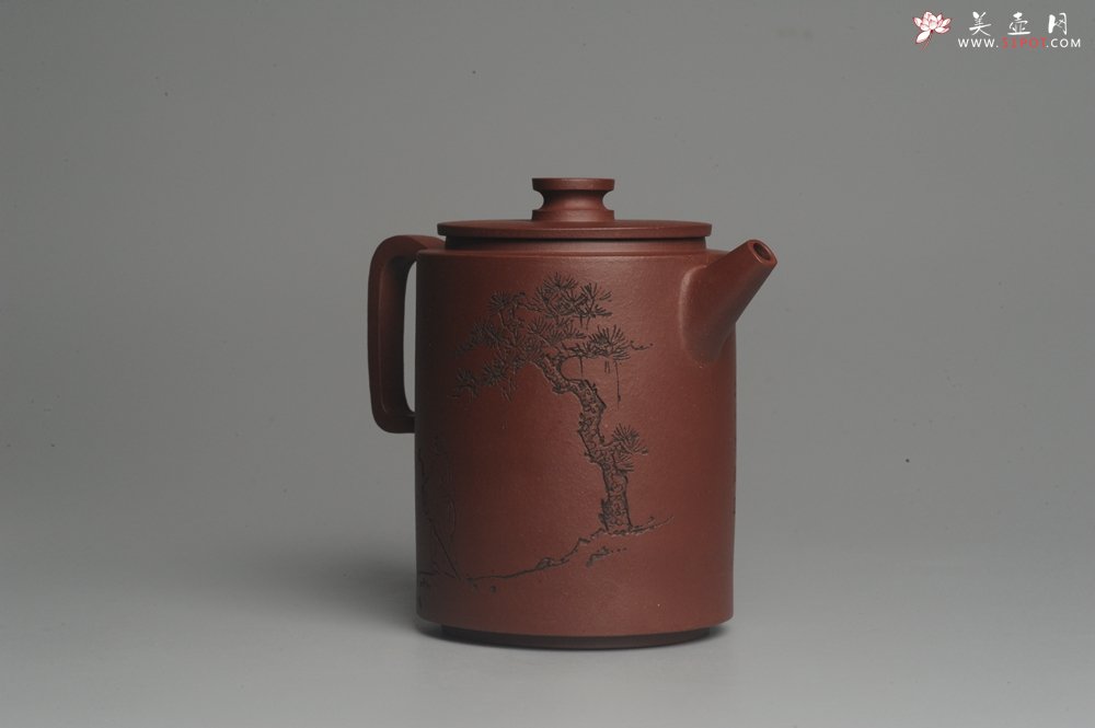 紫砂壶图片：美壶特惠 优质原矿红拼文人小壶柱础 做工精细 禾人老师即兴装饰 - 美壶网