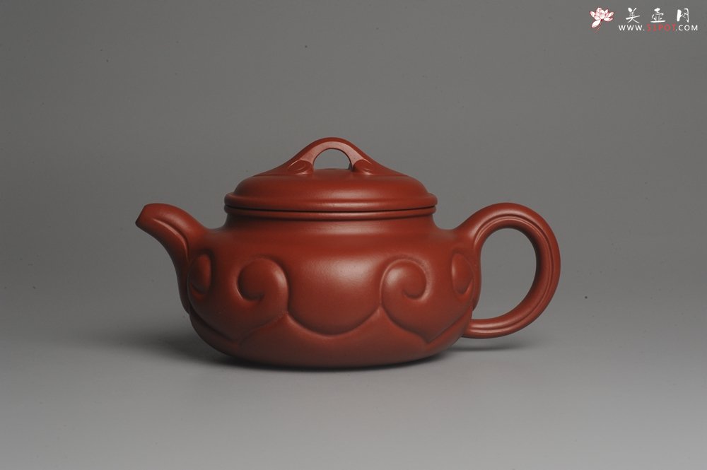紫砂壶图片：美壶特惠 优质大红袍朱泥 精工仿古如意 - 美壶网