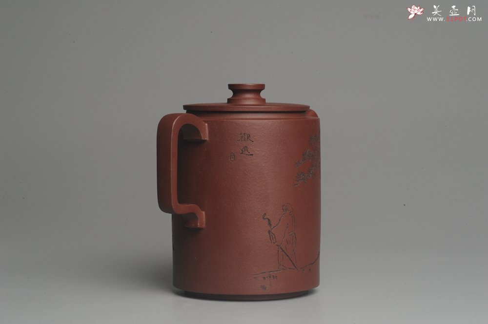 紫砂壶图片：美壶特惠 优质原矿红拼文人小壶柱础 做工精细 禾人老师即兴装饰 - 美壶网