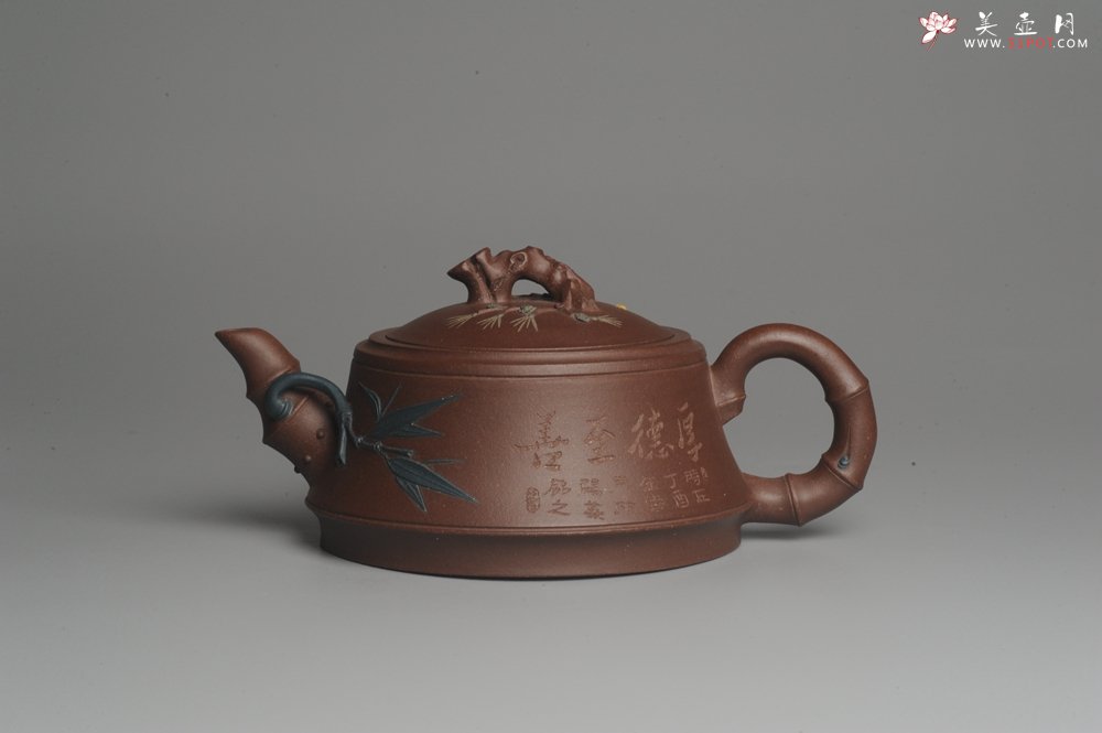 紫砂壶图片：美壶特惠 精工岁寒三友松竹梅 嵌盖难度大 文气雅致 - 美壶网