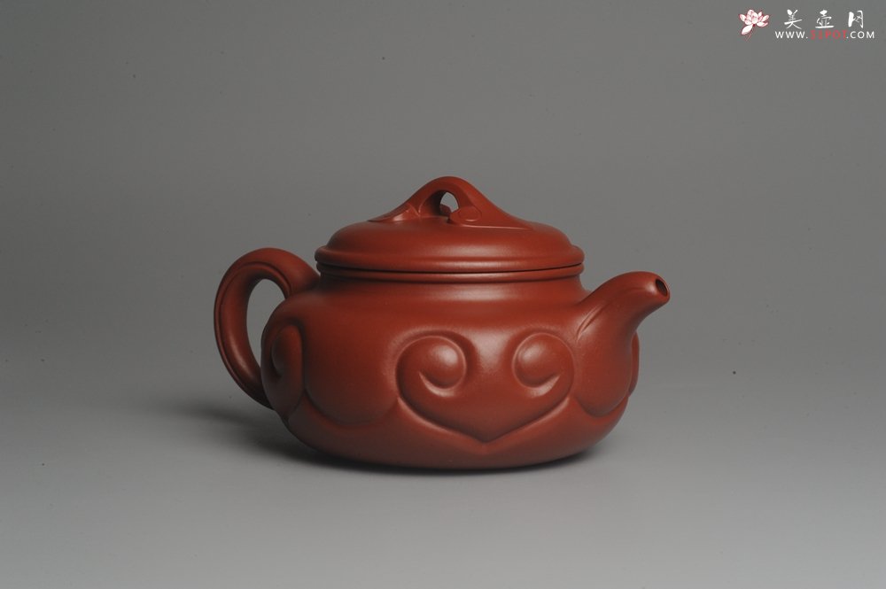 紫砂壶图片：美壶特惠 优质大红袍朱泥 精工仿古如意 - 美壶网
