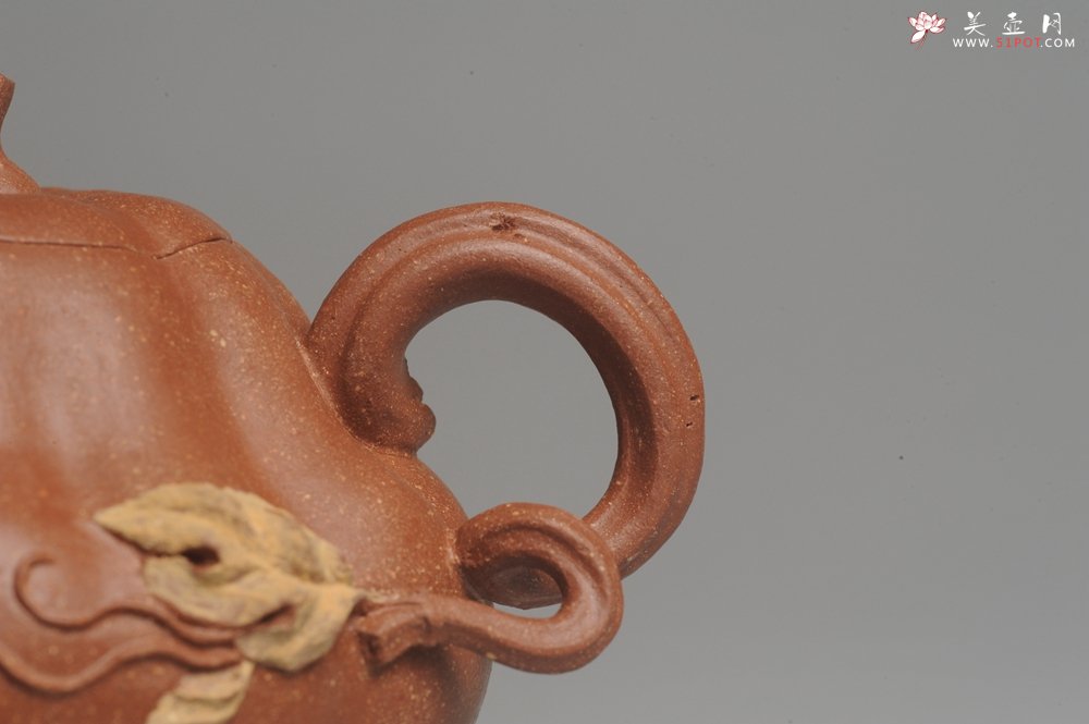 紫砂壶图片：美壶特惠 油润降坡泥精致卡盖全手工仿生小南瓜 - 美壶网