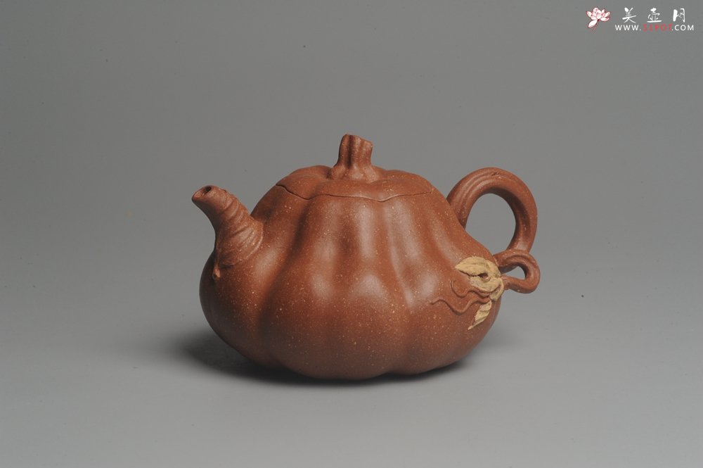 紫砂壶图片：美壶特惠 油润降坡泥精致卡盖全手工仿生小南瓜 - 美壶网