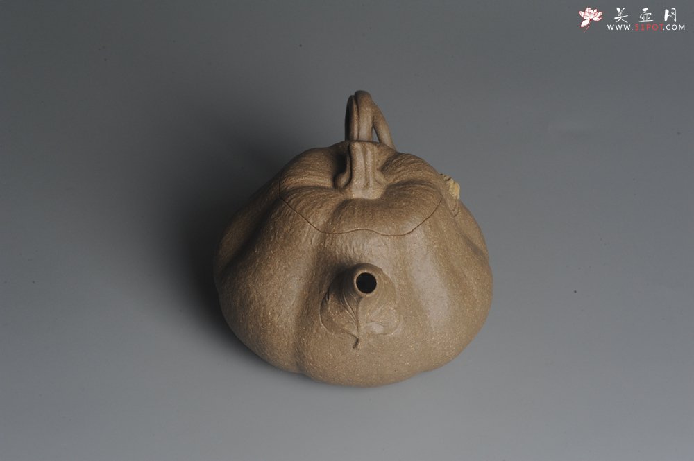 紫砂壶图片：美壶特惠 精致卡盖全手工老青段仿生小叶歪瓜 难度大 - 美壶网