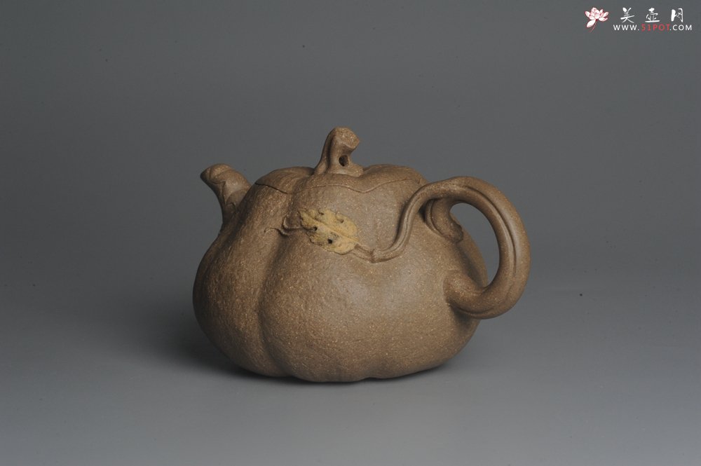 紫砂壶图片：美壶特惠 精致卡盖全手工老青段仿生小叶歪瓜 难度大 - 美壶网