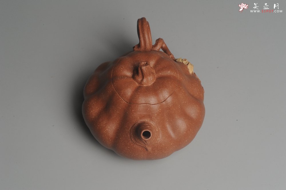 紫砂壶图片：美壶特惠 油润降坡泥精致卡盖全手工仿生小南瓜 - 美壶网