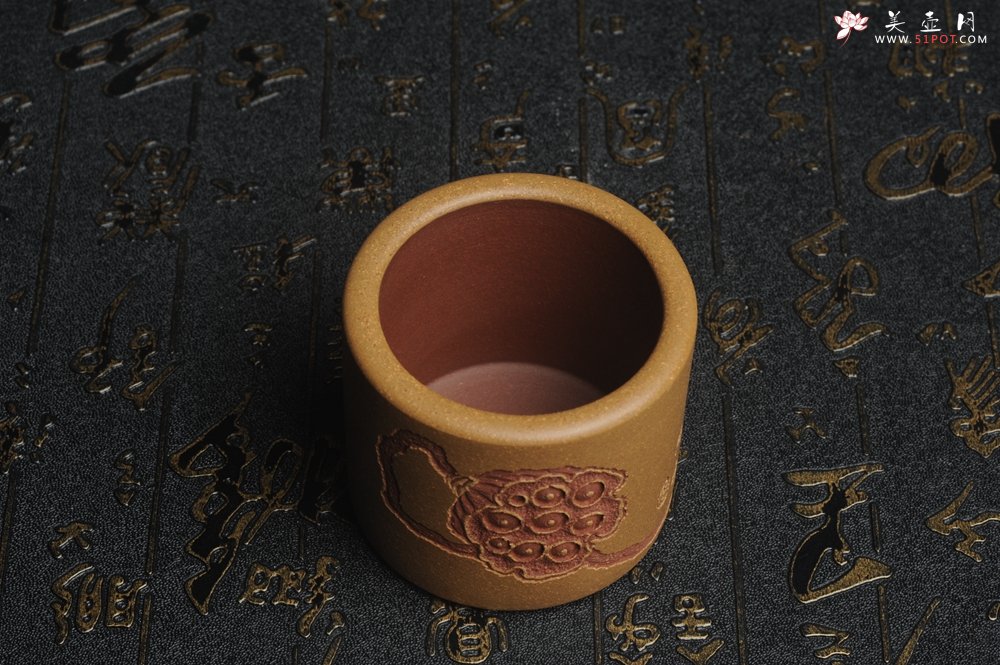 紫砂壶图片：美杯中秋特惠 精品好泥好工好刻雅致厚实品茗杯 缸杯 主人杯 一套三只 送礼佳品 - 美壶网