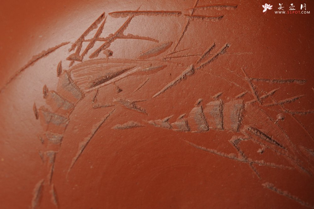 紫砂壶图片：美杯国庆特惠 精品好泥好工好刻雅致厚实品茗杯 对虾杯 - 美壶网