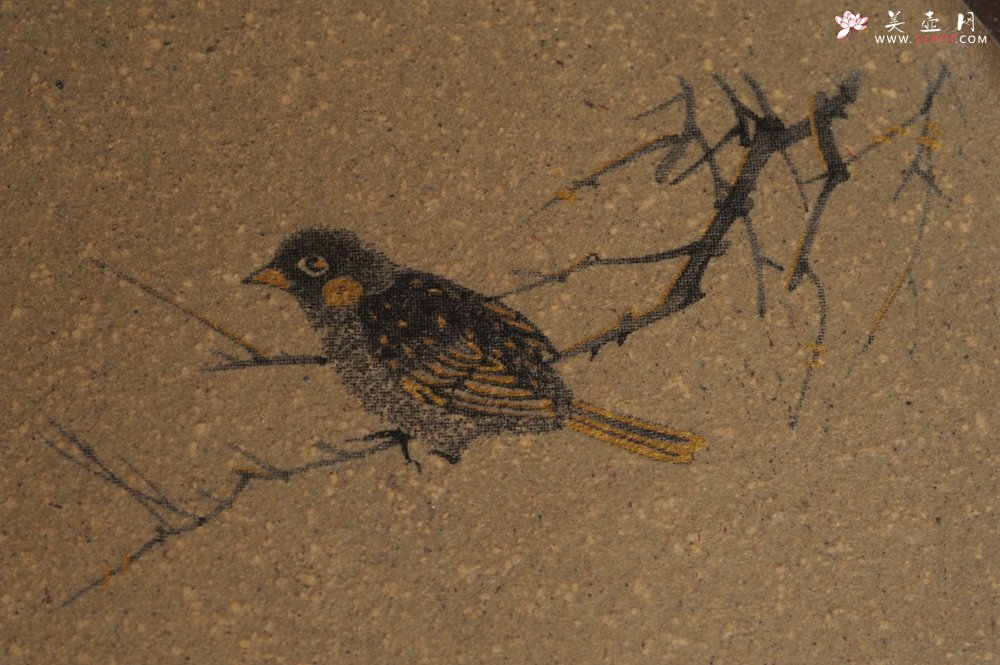 紫砂壶图片：款式二 美杯美垫特惠 精致彩绘泥绘花鸟品茗杯主人杯 杯垫一套 灰常漂亮 - 美壶网