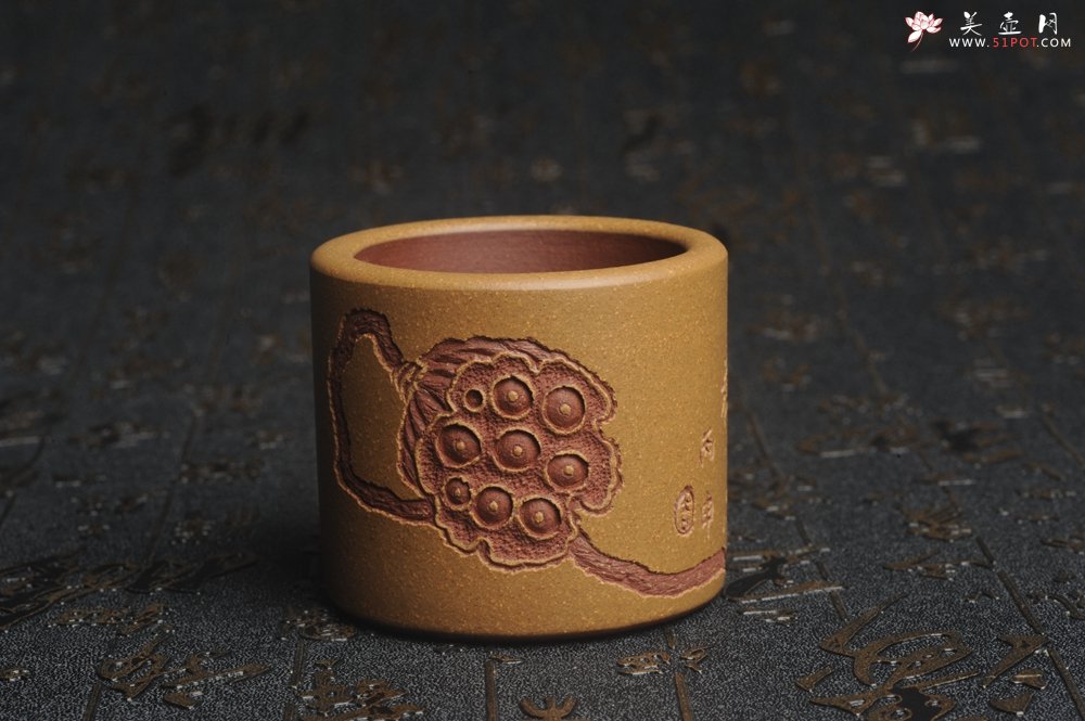 紫砂壶图片：美杯特惠 精品好泥好工好刻雅致厚实品茗杯 缸杯 莲蓬禅心杯 - 美壶网