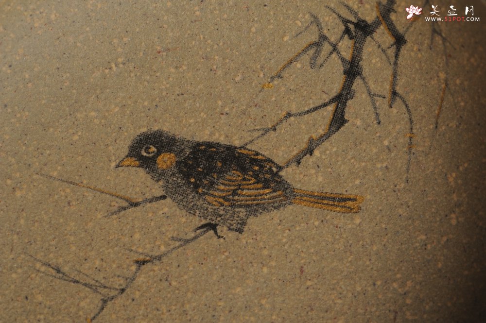 紫砂壶图片：款式二 美杯美垫特惠 精致彩绘泥绘花鸟品茗杯主人杯 杯垫一套 灰常漂亮 - 美壶网