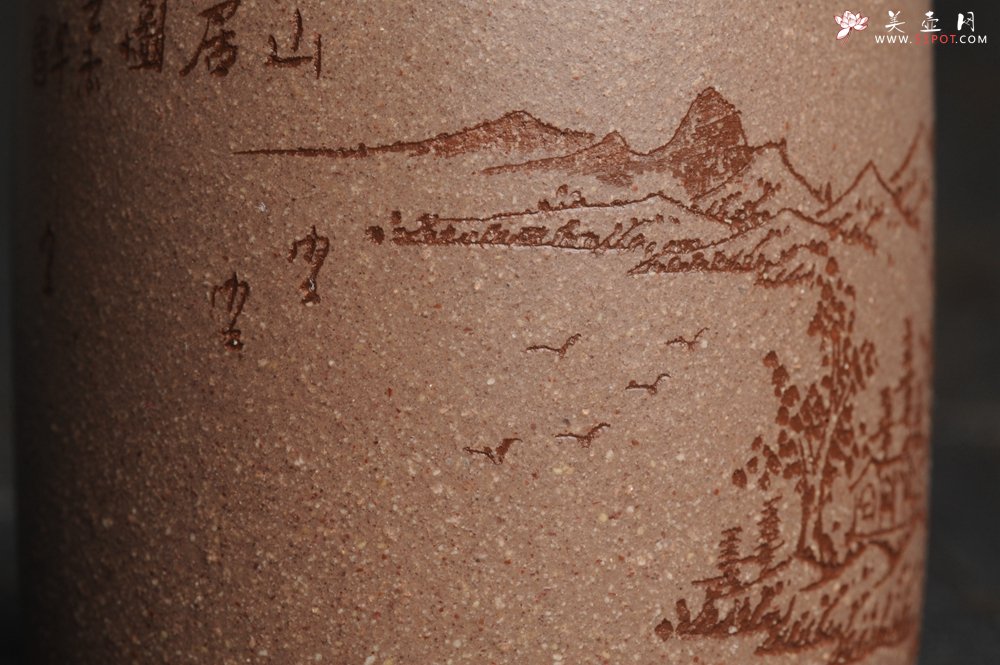 紫砂壶图片：美杯特惠 精品好泥好工好刻雅致厚实品茗杯 缸杯 山居图 - 美壶网