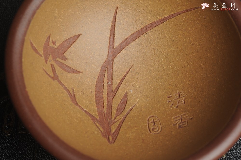 紫砂壶图片：美杯特惠超精工特厚杯重110g 兰草品茗杯 - 美壶网