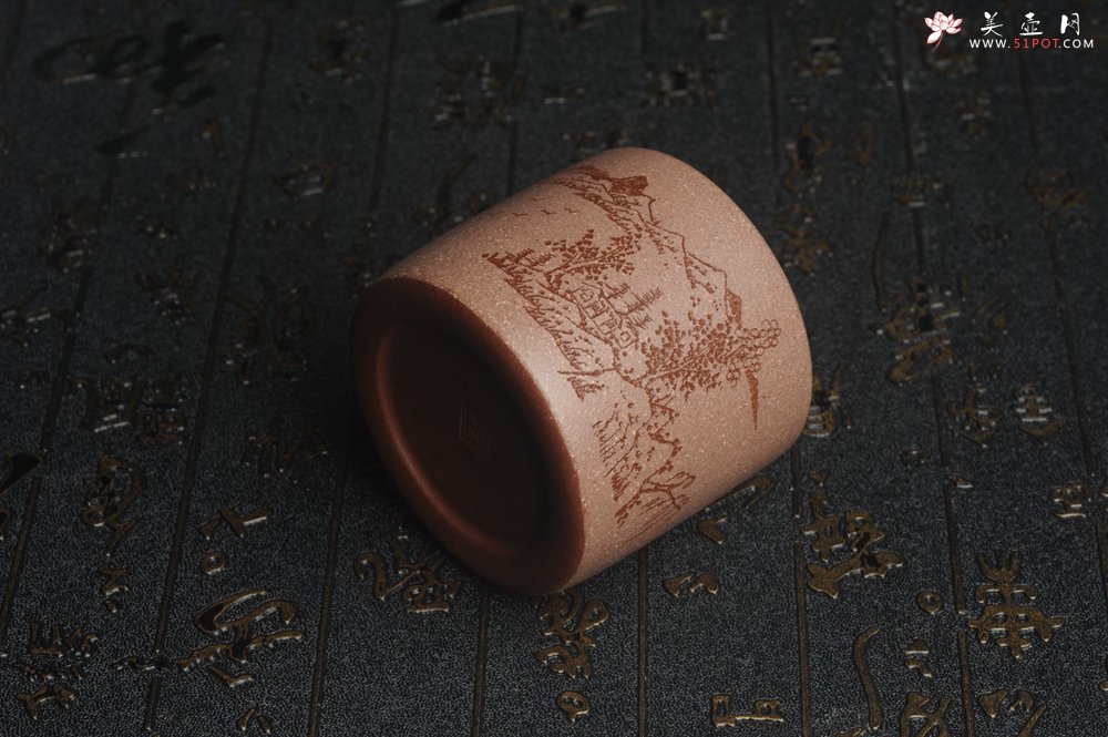 紫砂壶图片：美杯特惠 精品好泥好工好刻雅致厚实品茗杯 缸杯 山居图 - 美壶网
