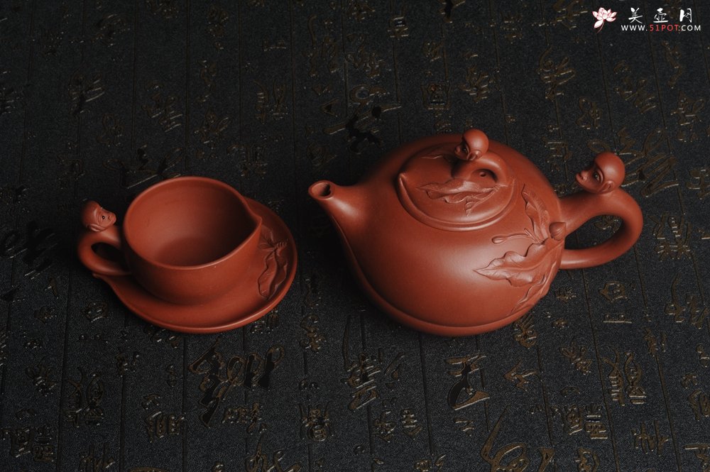 紫砂壶图片：美壶特惠 原矿红清水泥 精致辈辈封侯套壶 单杯56cc 送礼自用佳品 茶人醉爱 - 美壶网