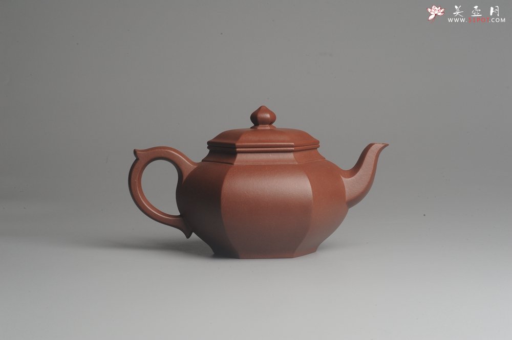 紫砂壶图片：实力派张海艳全手工六方笑樱壶 做工灰常精致 气韵流畅 - 美壶网