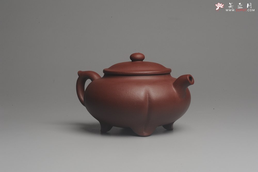 紫砂壶图片：美壶特惠 优质红拼泥精致四足菊蕾壶 大口实用 出水如柱 养后特油润 - 美壶网