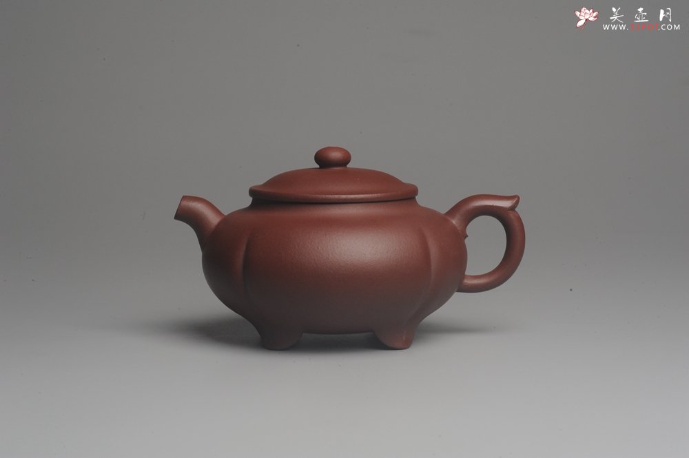 紫砂壶图片：美壶特惠 优质红拼泥精致四足菊蕾壶 大口实用 出水如柱 养后特油润 - 美壶网