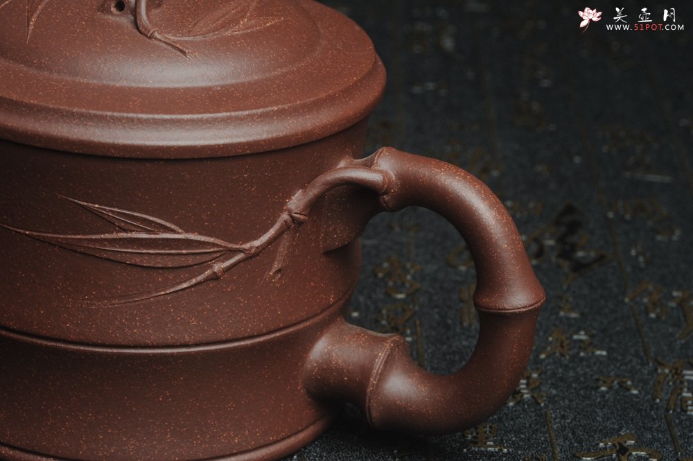 紫砂壶图片：美杯特惠 优质紫泥精工竹节盖杯 - 美壶网