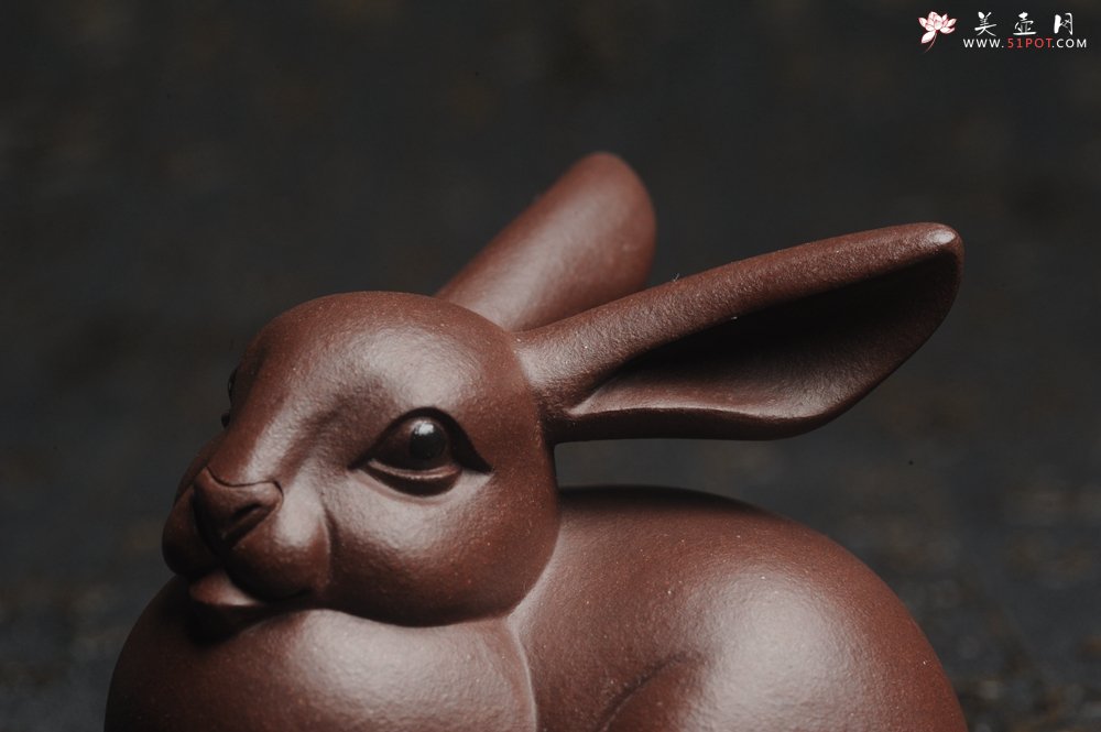 紫砂壶图片：美宠特惠 精工美兔茶宠摆件 灰常可爱 长6cm高4.5cm - 美壶网