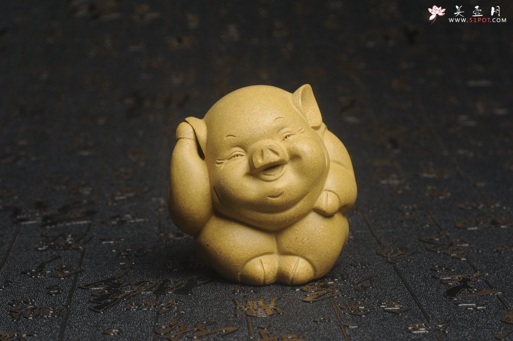 紫砂壶图片：美宠特惠 精工三不猪茶宠摆件 非礼勿视 非礼勿听 非礼勿言 高6cm - 美壶网