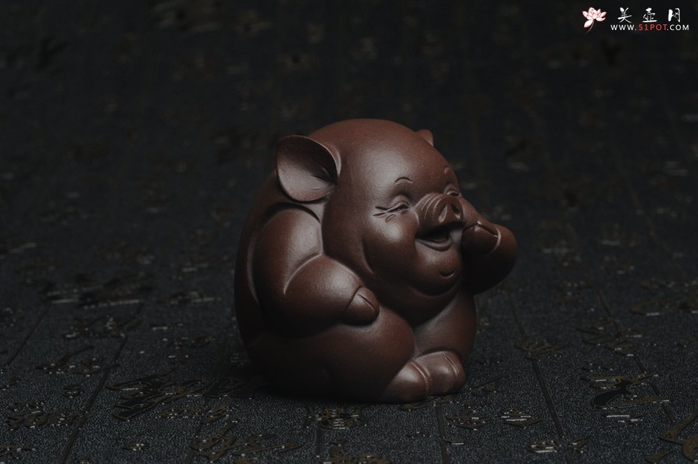 紫砂壶图片：美宠特惠 精工三不猪茶宠摆件 非礼勿视 非礼勿听 非礼勿言 高6cm - 美壶网