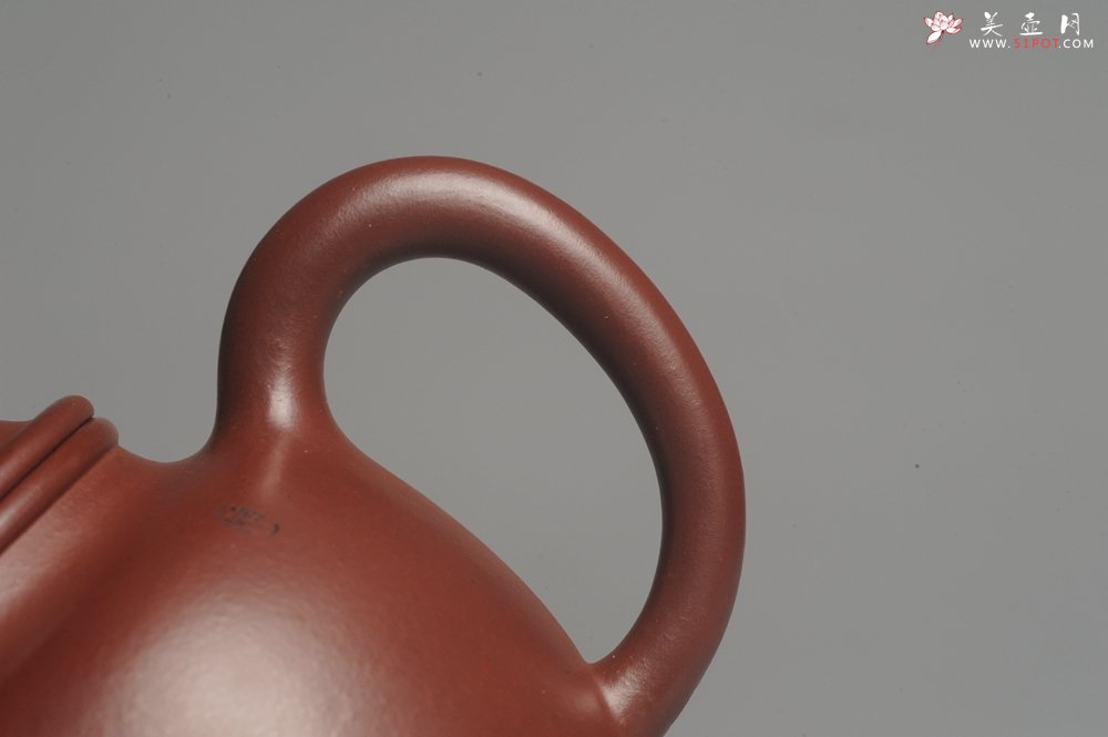 紫砂壶图片：油润黄龙山4号深井红皮龙 全手工高灯壶 清茗堂助工文气装饰龟寿图 延年益寿 - 美壶网