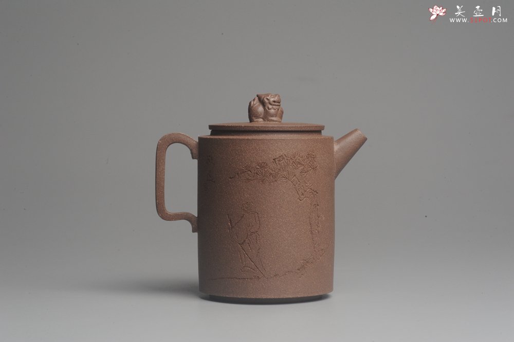 紫砂壶图片：美壶特惠 优质老段文人集狮壶 禾人老师即兴装饰 - 美壶网