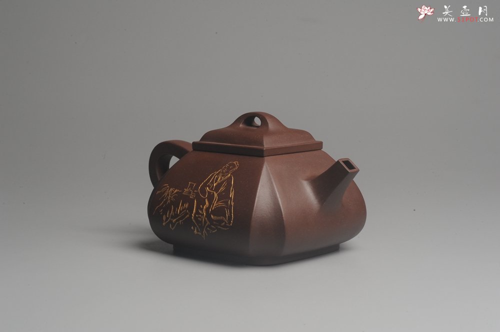 紫砂壶图片：美壶年底特惠 大气端庄 线条流畅 精致全手工抽角石瓢 - 美壶网