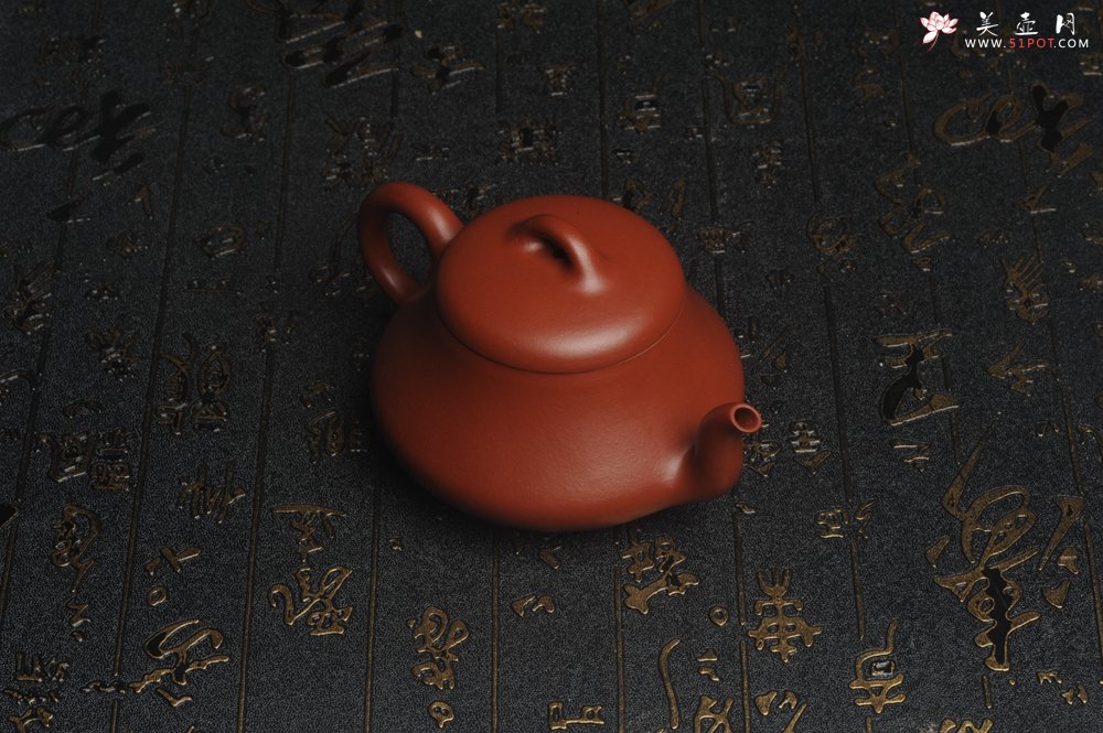 紫砂壶图片：超好小煤窑朱泥 全手工汉棠石瓢壶 端庄秀雅 - 美壶网