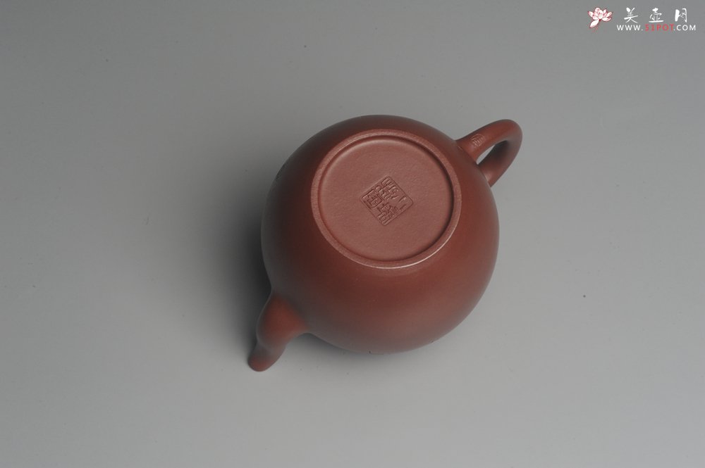紫砂壶图片：油润黄龙山4号深井红皮龙 全手工高灯壶 清茗堂助工文气装饰龟寿图 延年益寿 - 美壶网