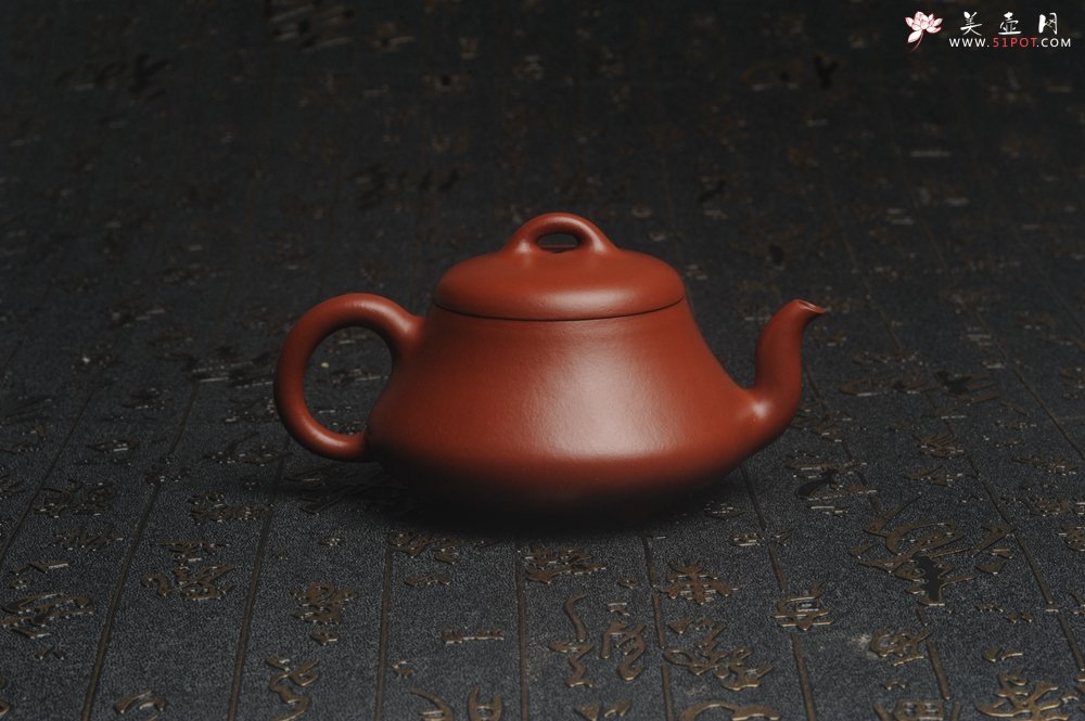 紫砂壶图片：超好小煤窑朱泥 全手工汉棠石瓢壶 端庄秀雅 - 美壶网