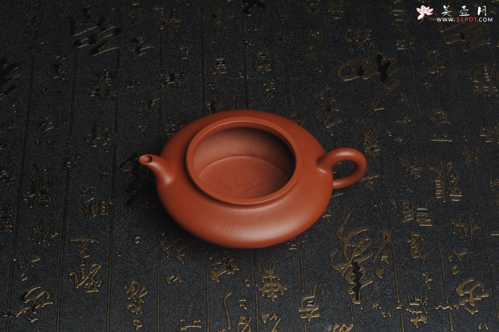 紫砂壶图片：特好小煤窑朱泥精工全手小虚扁 功夫茶具 - 美壶网
