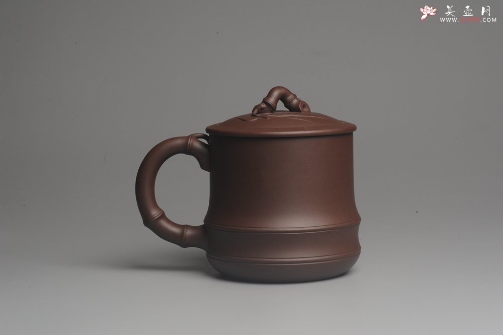 紫砂壶图片：美杯年底特惠 助工精工制作优质紫泥竹节杯盖杯 送礼自用佳品 - 美壶网