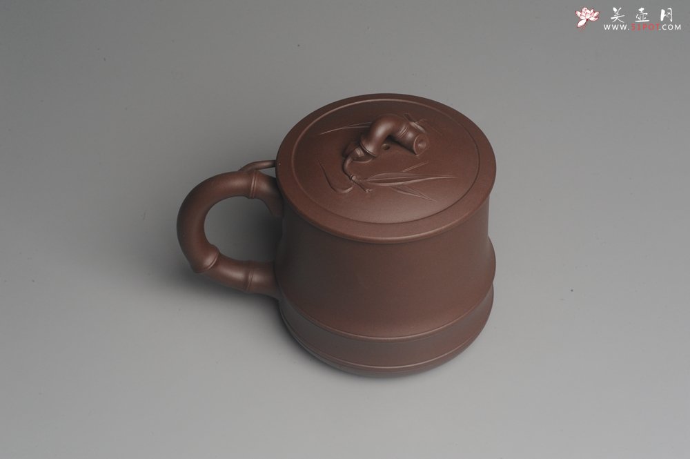 紫砂壶图片：美杯年底特惠 助工精工制作优质紫泥竹节杯盖杯 送礼自用佳品 - 美壶网