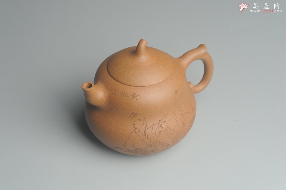 紫砂壶图片：美壶特惠 特好降坡泥精工葫芦娃壶(福禄) 童趣满满 灰常文气 - 美壶网