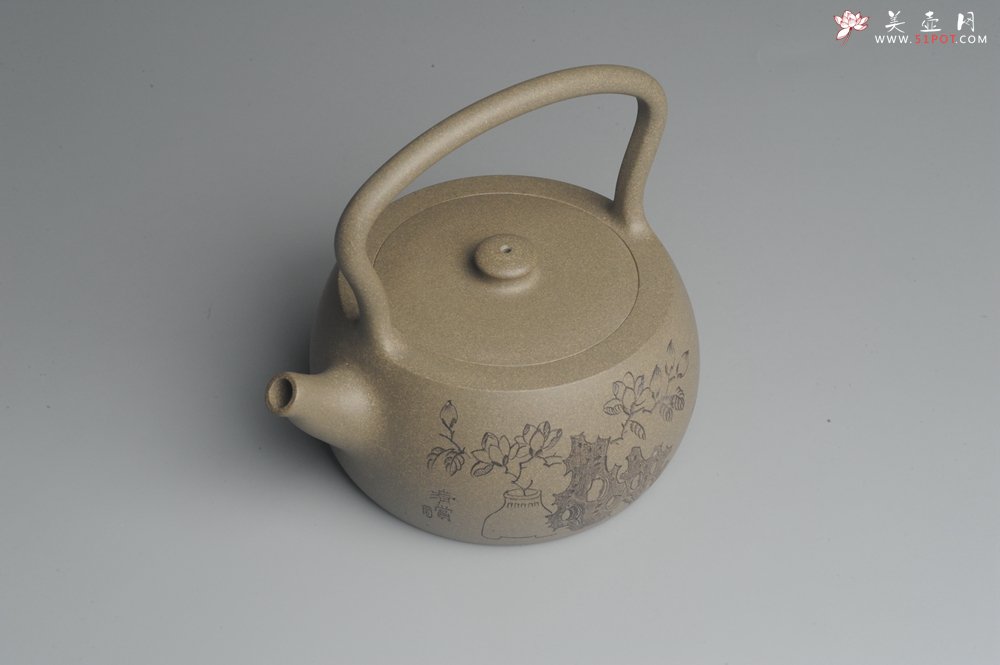 紫砂壶图片：美壶特惠 老青段 助工精工怀古提梁 清赏 - 美壶网