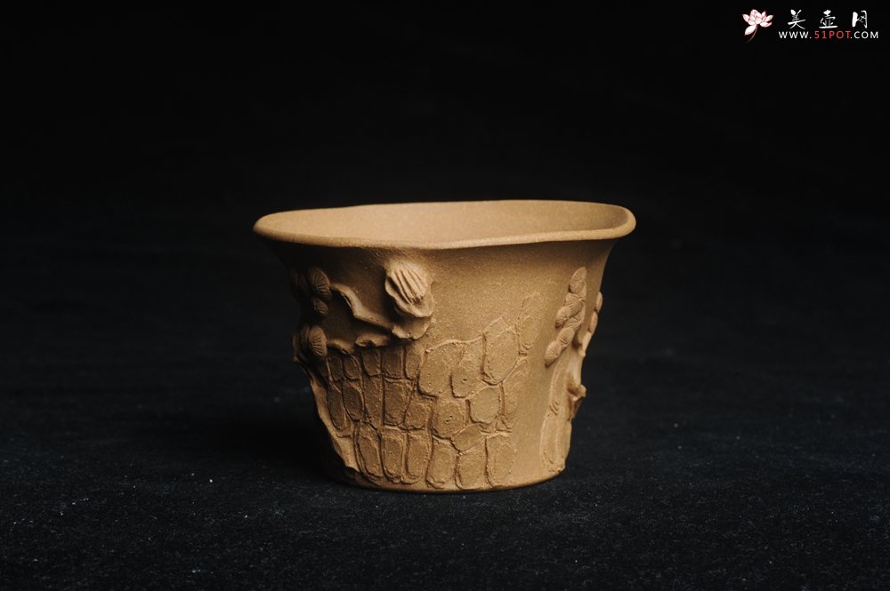 紫砂壶图片：美杯特惠 精致全手工松桩杯 - 美壶网