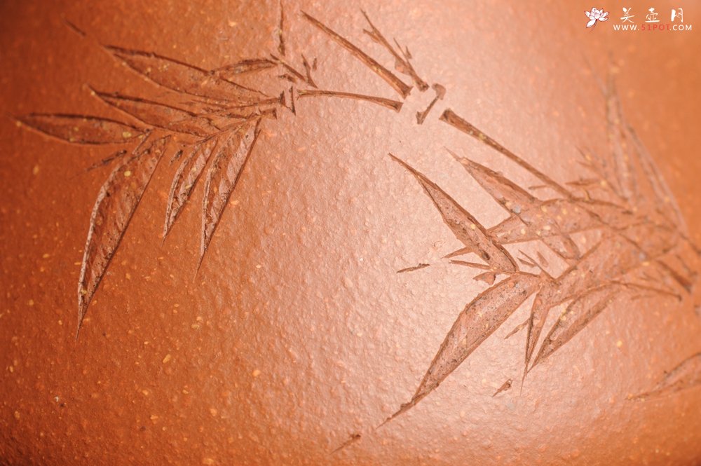 紫砂壶图片：美壶特惠 超精致特好降坡泥小品子冶石瓢 刻竹 居不可无竹 - 美壶网