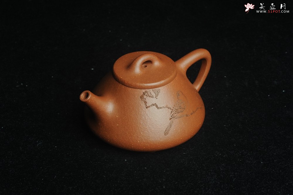 紫砂壶图片：美壶特惠 超精致特好降坡泥小品子冶石瓢 装饰枯枝鸟 特文气 - 美壶网