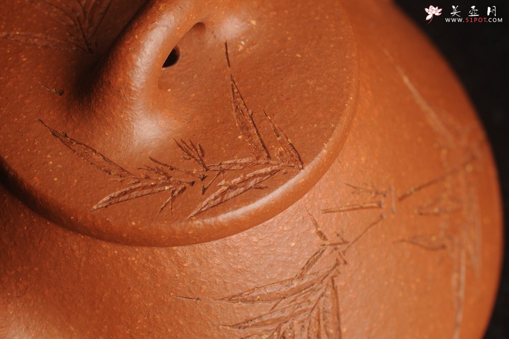 紫砂壶图片：美壶特惠 超精致特好降坡泥小品子冶石瓢 刻竹 居不可无竹 - 美壶网