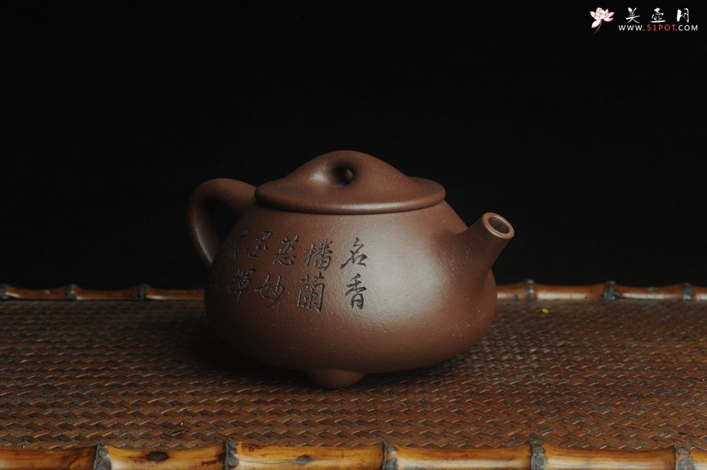 紫砂壶图片：美壶特惠 工料俱佳满瓢（霸王石瓢）装饰兰花 茶人醉爱 - 美壶网