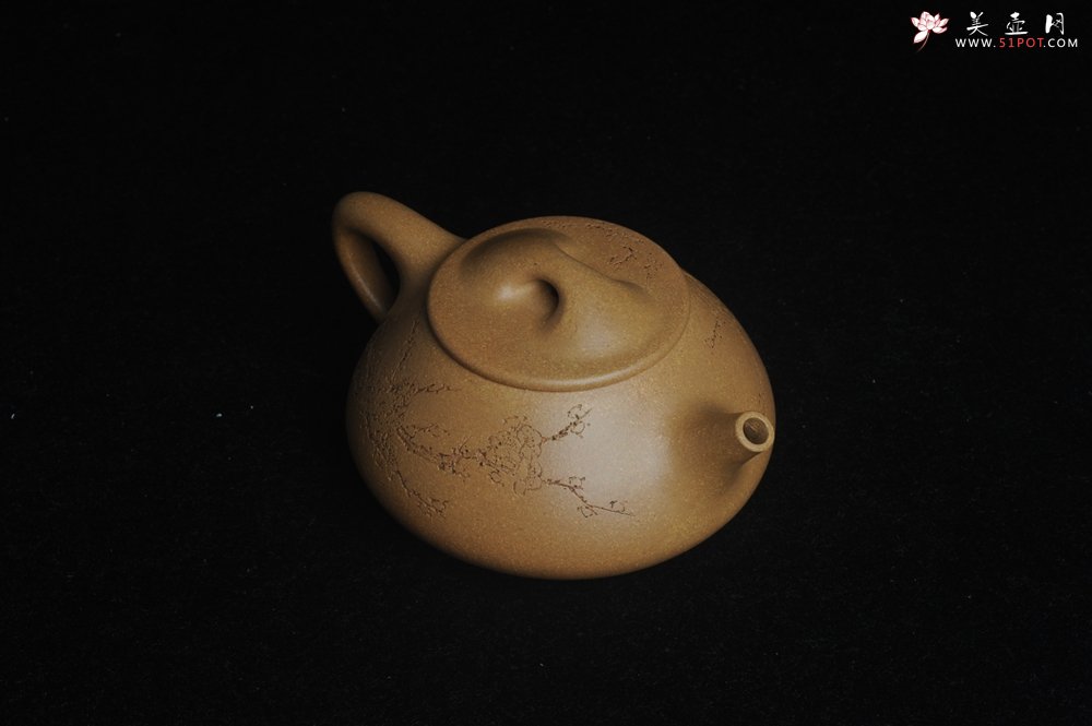紫砂壶图片：潜力股周小培全手工老黄段泥（家藏老料 油润无比 识者自知）景舟石瓢 装饰梅花香图 文气 - 美壶网