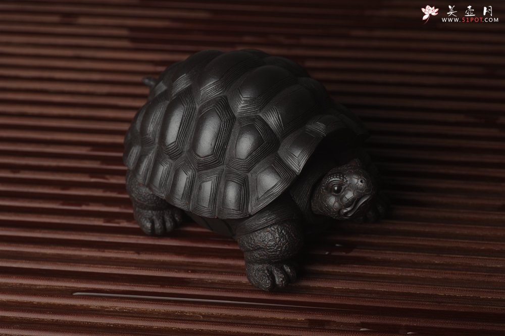 紫砂壶图片：美宠中秋特惠 精致黑料忍者寿龟 长14cm宽9.5cm高7cm - 美壶网