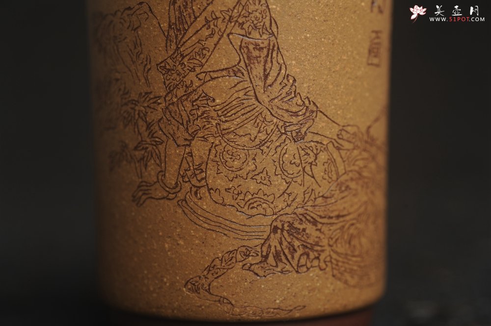 紫砂壶图片：美杯国庆特惠 精品好泥好工好刻雅致西施浣纱主人杯 茶人醉爱 - 美壶网