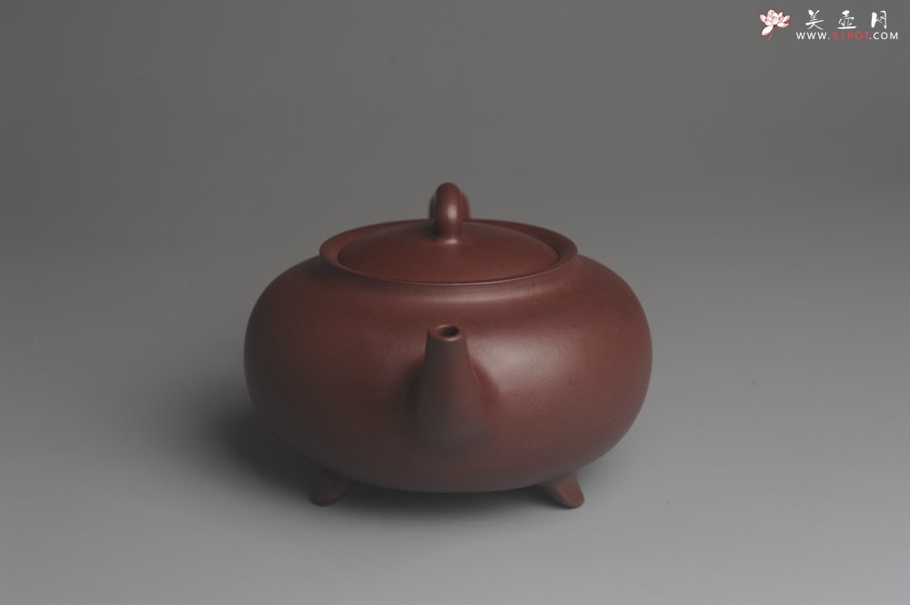 紫砂壶图片：油润底曹青 全手工三足致远 饱满厚重大气 - 美壶网