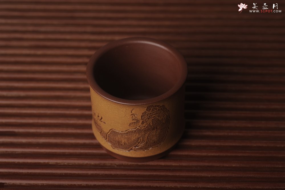 紫砂壶图片：美杯国庆特惠 精品好泥好工好刻雅致特厚实达摩主人杯 茶人醉爱 - 美壶网