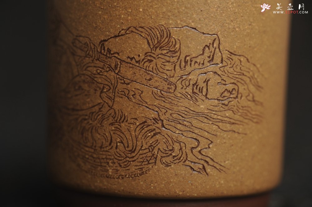 紫砂壶图片：美杯国庆特惠 精品好泥好工好刻雅致西施浣纱主人杯 茶人醉爱 - 美壶网